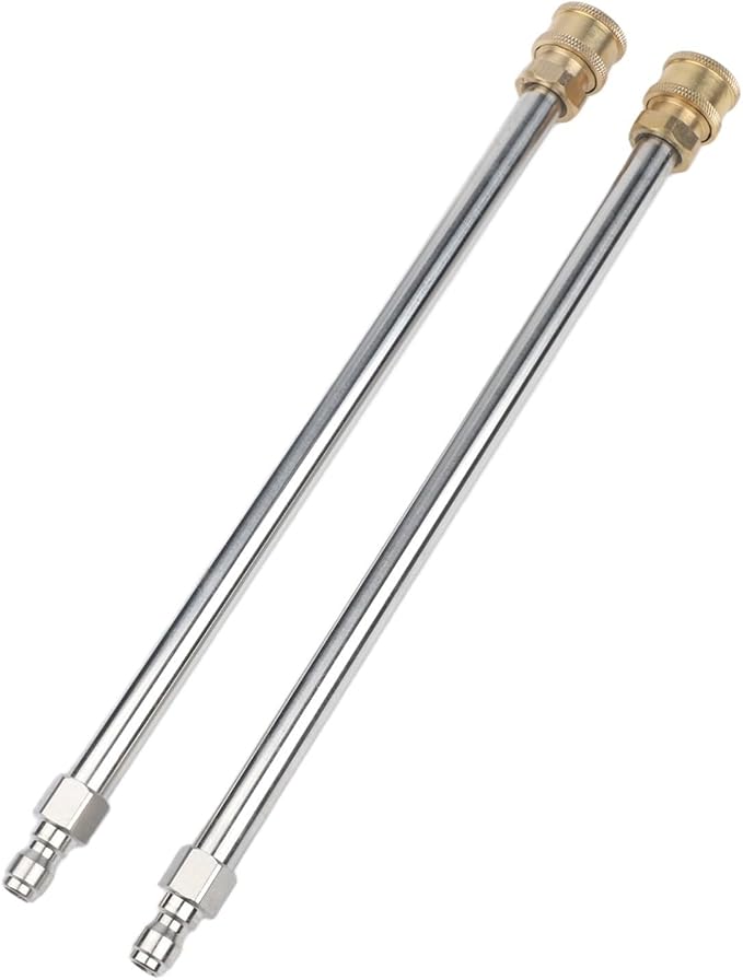 Set Mit 2 Edelstahl-hochdruckreiniger-verlängerungen, 30 Cm Und 40 Cm, Mit 6,35-mm-schnellanschluss Für Elektrische Hochdruckreiniger Zur Reinigung Von Einfahrten Und Mauern (2 Stück)