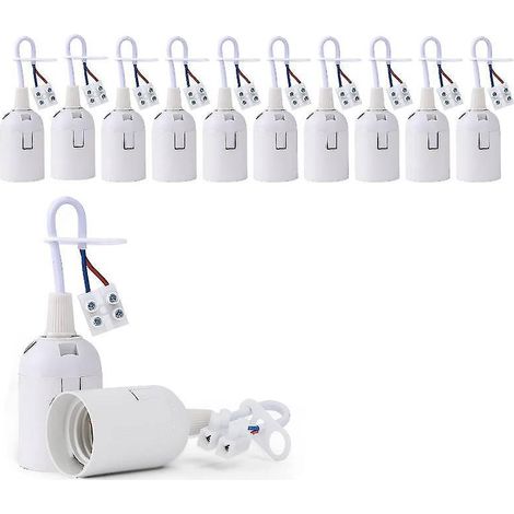 10 Stück E27-lampenfassung (weiß), Lampenfassung Zum Aufhängen, Arbeitsplatzfassung, Led-arbeitsplatzlampenfassung, Standard-e27-lampe Mit Phasenprüfer