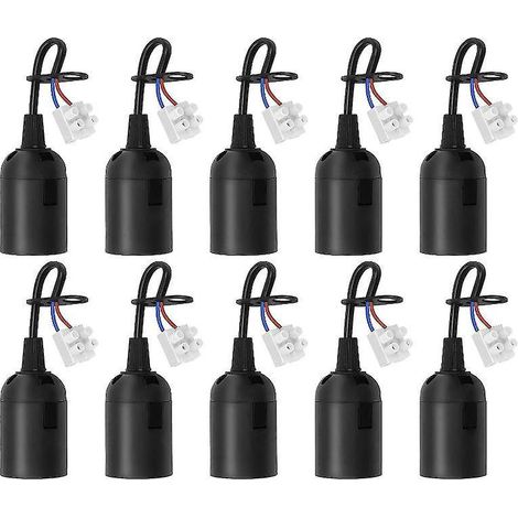10 Stück E27-lampenfassung (schwarz), Lampenfassung Zum Aufhängen, Arbeitsplatzfassung, Led-arbeitsplatzlampenfassung, Standard-e27-lampe Mit Phasenprüfer
