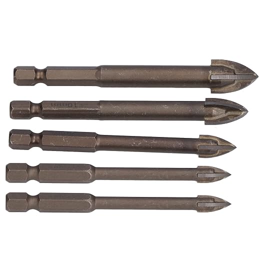 Ejoyous 5-teiliges Hartmetall-sechskantschaft-betonbohrer-set (6 Mm, 8 Mm, 10 Mm, 12 Mm) Zum Bohren Von Keramik, Glas, Stein, Holz, Kunststoff Und Betonwänden