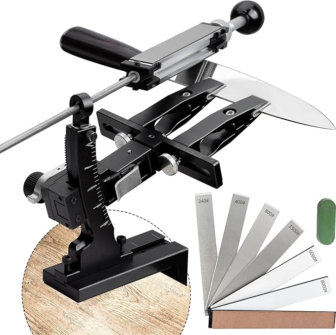 Cwovrs Professioneller Messerschärfer Mit Präzisem Winkelschärfer, Cnc-gefrästem Aluminium-schärfsystem, Klappmechanismus Und Doppelseitigem Schleifsteinständer