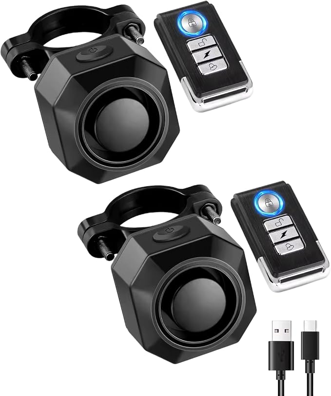 Mengshen 2er-pack Kabellose, Wiederaufladbare Fahrradalarmanlagen Für E-bikes, Motorräder, Roller, Autos, Maßgeschneiderte Usb-c-aufladung