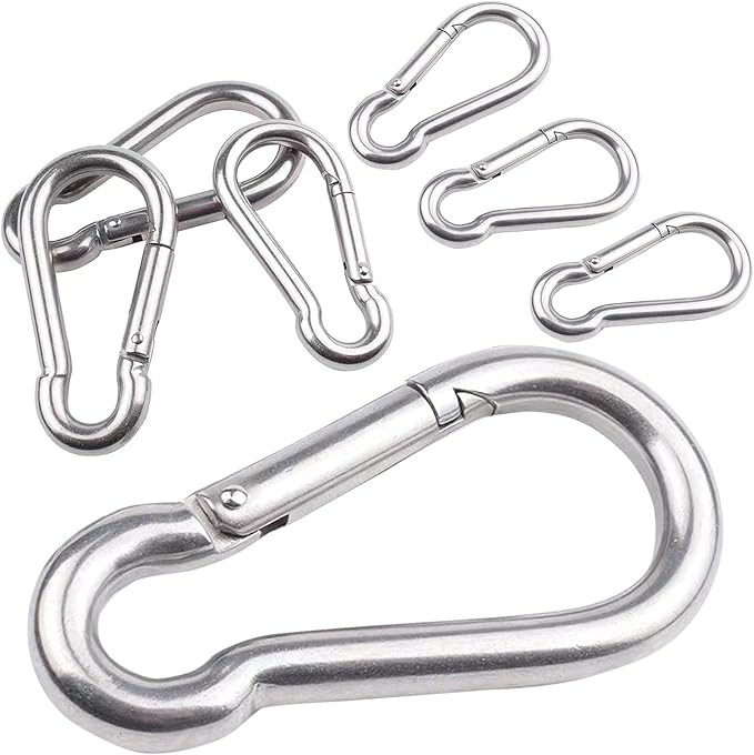 Set Mit 7 Edelstahl-karabinern (6 X 60 Mm) – Verschiedene Größen Und Mengen Erhältlich – Feuerwehr-karabiner Ohne Kausche – Maximale Traglast: 150 Kg – Hergestellt Aus Hochwertigem Stahl