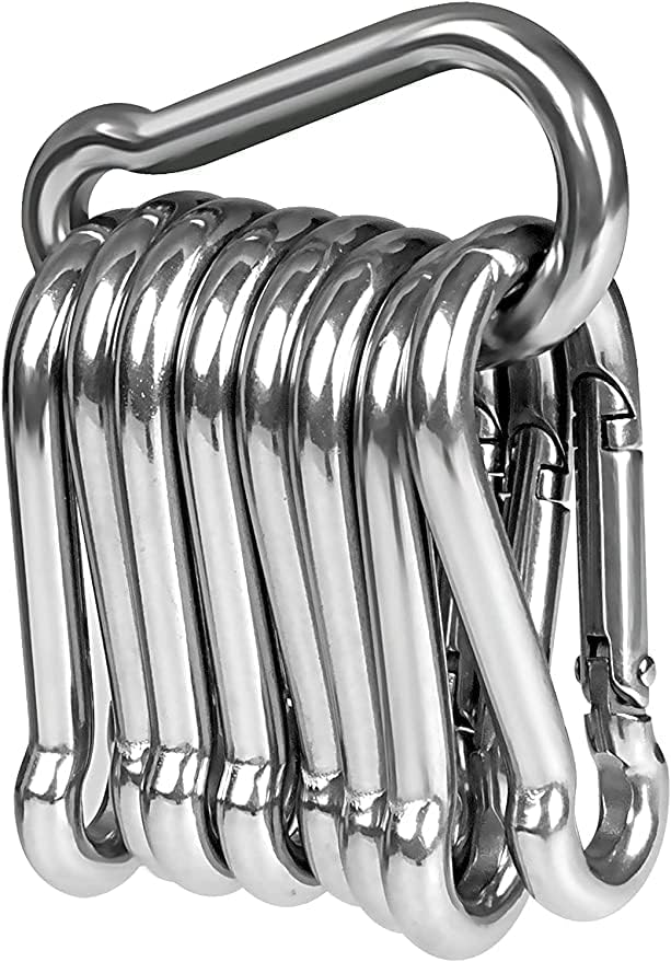 10er-pack Robuste Karabiner Aus Edelstahl 304, 60 Mm X 6 Mm, Hochwertige Edelstahlkarabiner Mit Ratschenverschluss Für Alle Arten Von Zughilfen Und Griffen Mit Öse