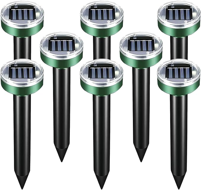 8er-pack Solarbetriebene Ultraschall-maulwurfvertreiber, Wasserdicht, Vertreibt Wühlmäuse, Feldmäuse, Schlangen Und Ratten