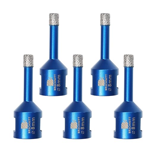 8-mm-diamant-fliesenbohrer – Brschnitt 5-teiliges Vakuumgelötetes Kernbohrer-set Mit M14-gewinde Zum Trockenbohren In Porzellan, Fliesen, Granit Und Marmor