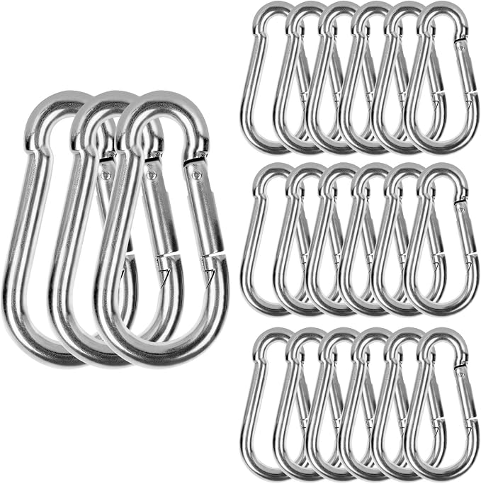 Senenqu M6 Karabiner Aus Verzinktem Stahl, 60 Stück, Hochleistungs-befestigungskarabiner – Tragfähigkeit 120 Kg/260 Lb, Schwinghakenkarabiner – 60 Mm X Φ6 Mm