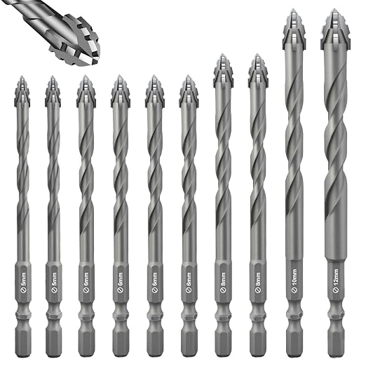 Flintronic Fliesenbohrer-set, 7-teilig, Fliesenbohrer, Professionelle Hartmetall-kreuzbohrer, Sechskant-fliesenbohrer Für Glas, Metall, Ziegel, Kunststoff, Holz