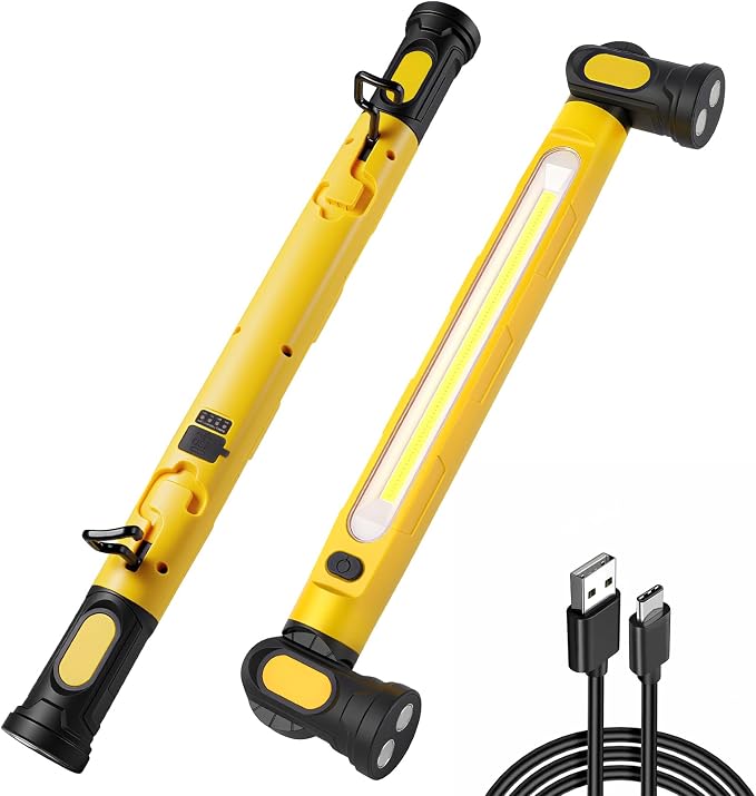 Axfee Arbeitsleuchte, 5000 Mah Akku, Wiederaufladbare Led-arbeitsleuchte, Magnetische Led-lampe, 3 Modi, Mechaniker-led-arbeitsleuchte Mit Haken, Magnetlampe, Für Autoreparaturen, Werkstatt Und Campin