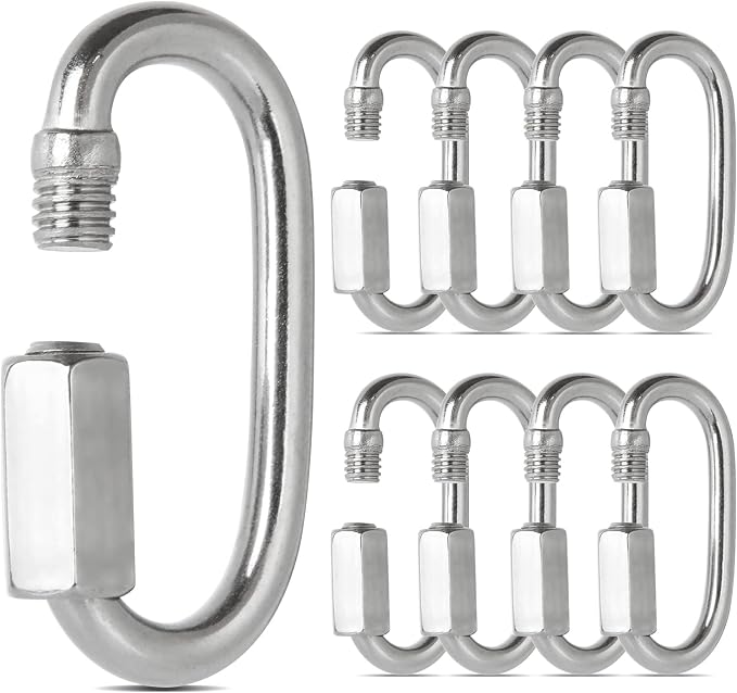Senenqu 16 Stück Edelstahl M4 Schnellverschluss-karabiner, D-förmig, Mini-schraubkarabiner Für Wandern, Camping, Outdoor- Und Indoor-aktivitäten