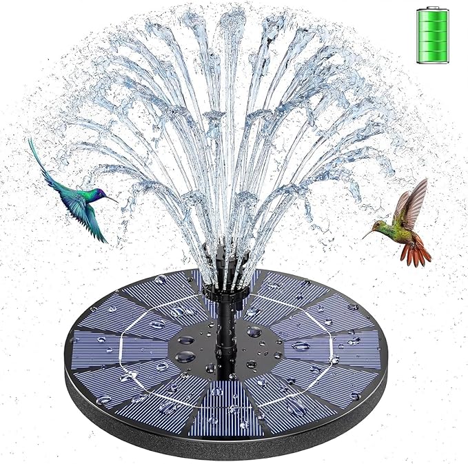 Aisitin 3,5w Solar-gartenbrunnen Für Den Außenbereich Mit Eingebautem 1500mah Akku, Schwimmender Solarbrunnen Mit 6 Düsen, Ideal Für Kleine Teiche, Vogeltränken Und Gartendekoration (1 Stück)