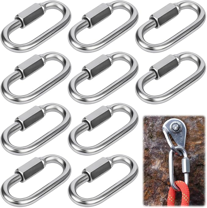 10 Stück Edelstahl-schnellverbinder M6, 304 Edelstahl-schraubkarabiner Mit Schraubkappe Für Camping/wandern/angeln/hängematten/schaukeln