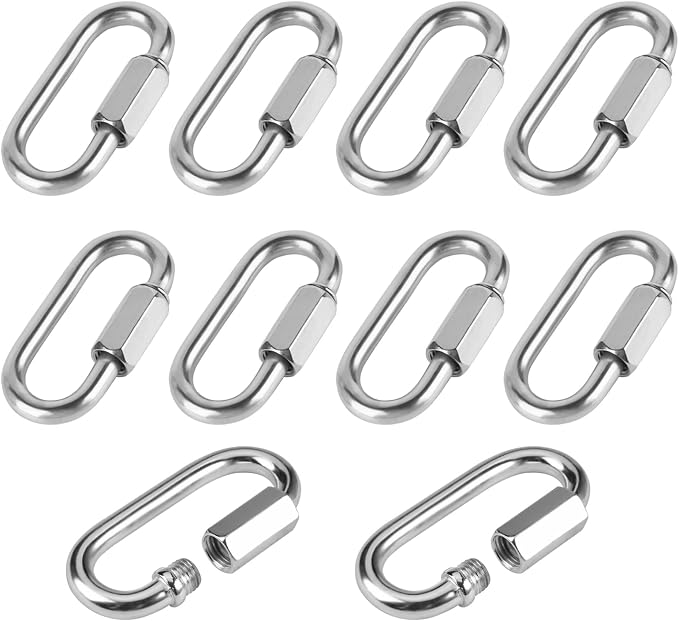 10 Stück Edelstahl-schnellglieder M6, Mini-schraubkarabiner Schraubkarabiner, Ovale Kletterkarabiner Für Camping, Wandern, Angeln, Hängematten, Schaukeln