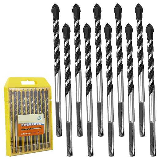 Set Mit 10 6-mm-fliesenbohrern, Professionelle Bohrer Für Porzellanfliesen, Beton, Ziegelwände, Glas, Kunststoff, Zement Und Holz, Fliesenbohrer-set (6 Mm X 10 Stück)