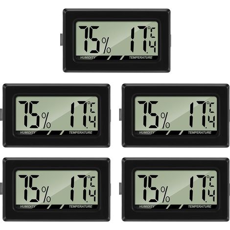 Thlevel Thermometer Hygrometer Mini Digital Lcd Temperatur- Und Feuchtigkeitsmesser Tragbarer Thermoindikator Für Büro, Küche, Humidore, Inkubatoren, Reptilien, 5 Stück