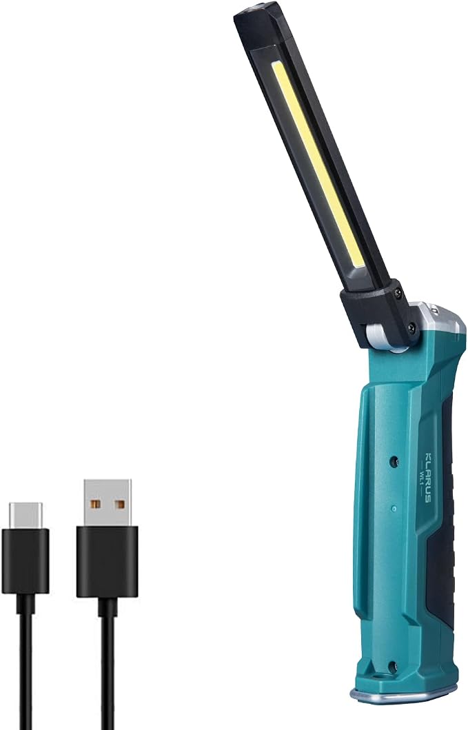 Klarus 550 Lumen Wiederaufladbare Led-arbeitsleuchte, 180° Drehbar + 180° Faltbar, 7 Modi, Led-taschenlampe Für Reparaturen An Auto, Haushalt Und Im Freien