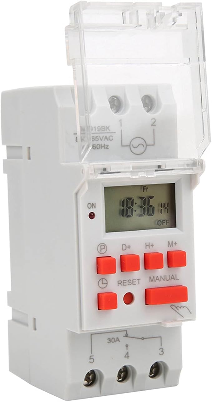 Yctze Tm919bk Programmierbarer Digitaltimer, 85265v Ac 30a, Timer Mit Lcd-anzeige, 7 Tage, 16 Ein-/ausschaltzeiten, Mit Din-schienenmontage, Ideal Für Zuhause, Büro Und Andere Anwendungen