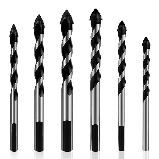 Flintronic Hartmetall-bohrer-set Mit 6 Diamantbeschichteten Hartmetall-bohrern Für Keramikfliesen, Beton, Ziegelwände, Glas, Kunststoffmauerwerk Und Holz (4/6/8/10/12 Mm)