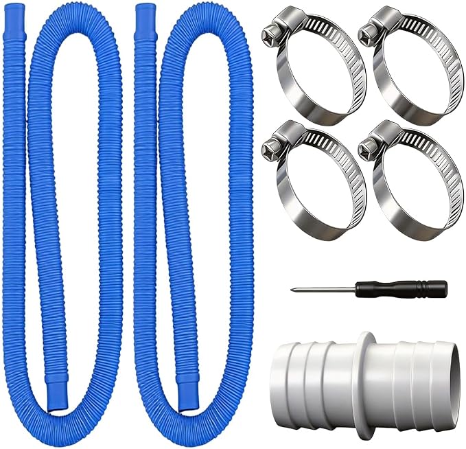 32-mm-poolschlauch, Sgzioo 150-cm-poolpumpenschlauch, Poolschlauch Mit 4 Metallanschlüssen, Flexibel Und Wasserdicht Für Filter, Poolzubehör, Ersatzteile, Blau