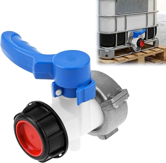 75-mm-dn50-ibc-adapter Für 1000-liter-wassertanks, Blaues Ibc-wassertankzubehör Aus Hochwertiger Aluminiumlegierung Und Kunststoff, Druckbeständiges Pn1-auslassventil