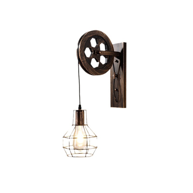 Pri-vintage Industrie-wandleuchte Mit Seilzug – E27 Innenleuchte – Messing – Maße 30,5 X 9,5 Cm – Ideal Für Wohnzimmer Und Restaurant