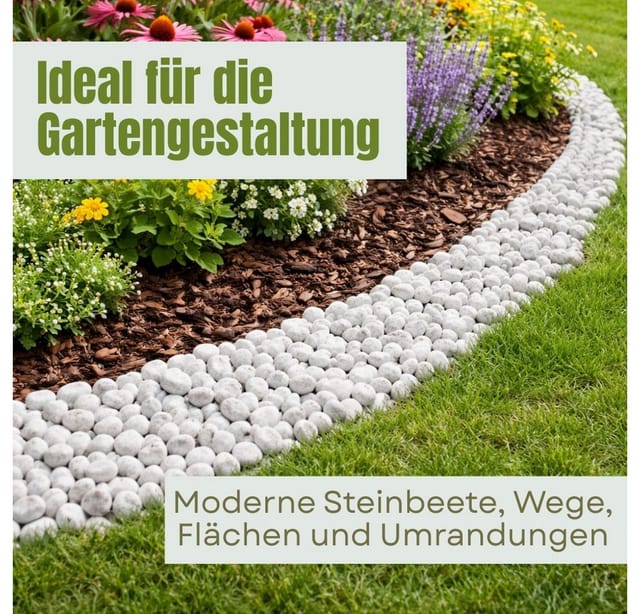GarPet Kieselsteine Kieselsteine Garten Zierkies Weiß 25 kg Aquarium Kies Carrara Marmor