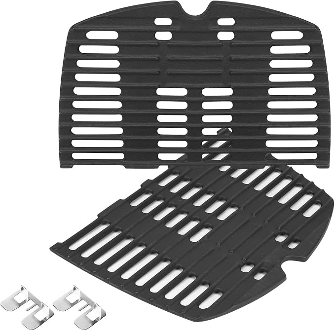 Grisun Set Mit 2 Gusseisernen Grillrosten Für Weber Q100, Q120, Q1000, Q1200, Q1400 Grills, 32,3 X 21,6 Cm