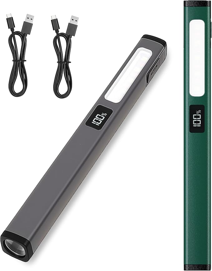2er-set Led-stiftlampen, Wiederaufladbare Cob-arbeitsleuchten Mit Weißem Und Rotem Leuchtmodus, Magnetische Arbeitsleuchte Mit Clip Für Werkstatt, Camping Und Notfälle
