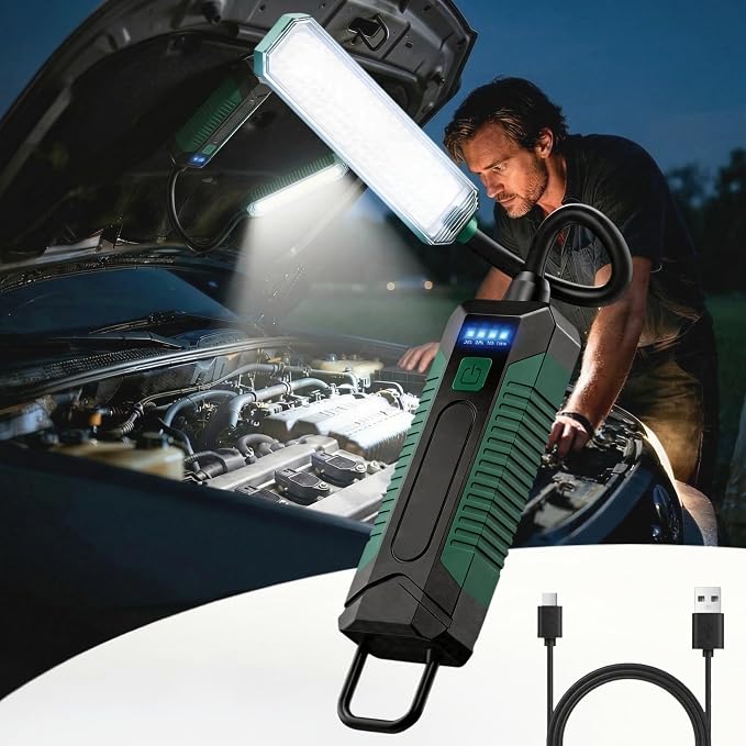 Letour Inspektionsleuchte Mit Flexiblem Schlauch, 360° Drehbarem Magneten, Haken, 5 Modi Und 4 Led-ladeanzeigen, Werkstattlampe, Geschenk Für Männer