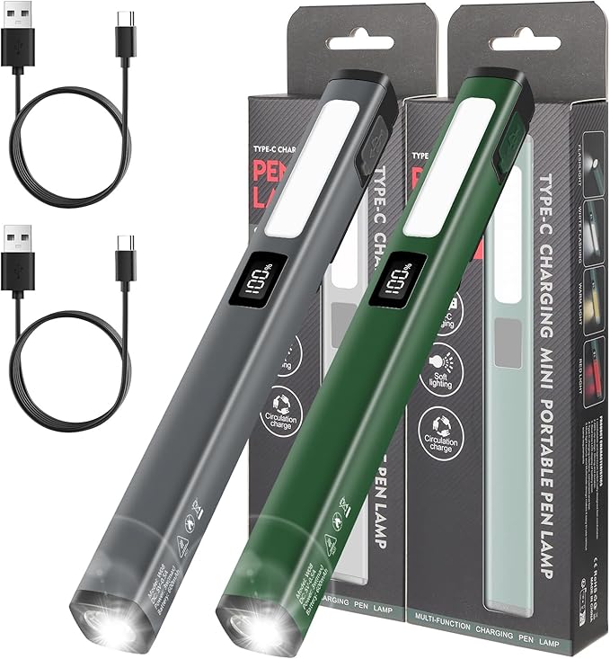 Set Mit 2 Multifunktionalen Led-arbeitsleuchten Mit 6 Beleuchtungsmodi, Usb-c-ladefunktion, 600 Ma, Langer Akkulaufzeit, Tragbarem Magnetclip, Für Fabrik, Außenbereich Und Notfallsituationen