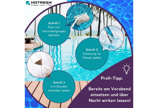 HOTREGA® Poolpflege Pool-Pflege 3in1 Konzentrat 2 L, Desinfektion, Algenentferner, (Kein Set)