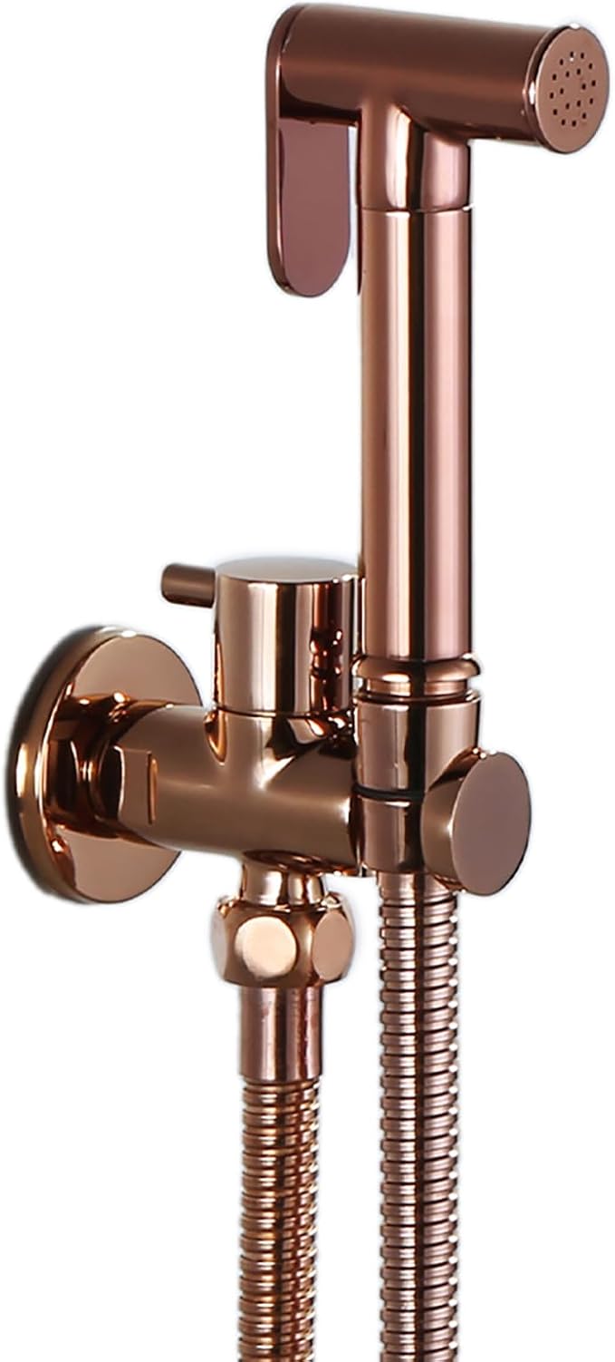 Bidet-sprühset In Roségold, Hochdruck-handbrause, Wandbrause-set Aus Messing Mit 1,5 M Schlauch Für Die Persönliche Hygiene