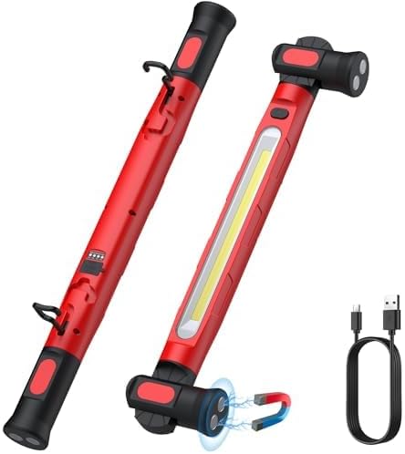 Justool Wiederaufladbare Led-arbeitsleuchte 6000 Mah 3000 Lm Inspektionsleuchte Mit Magnet Und Haken, Schwenkbare Leuchte Für Kfz-reparaturen Mit 3 Helligkeitsstufen Für Werkstatthauben