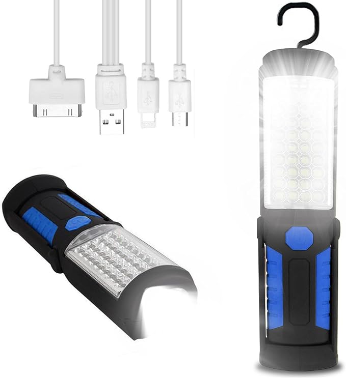 800 Lumen Led-lampe, Verstellbar, Magnetfuß Ultrahell, 3 Helligkeitsstufen, 1800 Mah Akku, Wasserdicht (ipx6) Und Usb-c-anschluss, Powerbank, Ideal Für Werkstatt, Auto Und Camping