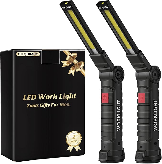 Coquimbo Herren-geschenk, Wiederaufladbare Arbeitsleuchte, Cob-werkstatttaschenlampe Mit Magnetfuß, 5 Modi, Campinglampe Für Garage, Camping, Notfälle Usw. (schwarz)
