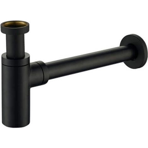 Rue Du Bain – Rohrförmiger Waschbecken-siphon Aus Mattschwarzem Messing – Höhenverstellbar Von 5 Bis 12,5 Cm – Auslauf-ø 32 Mm – Länge 30 Cm