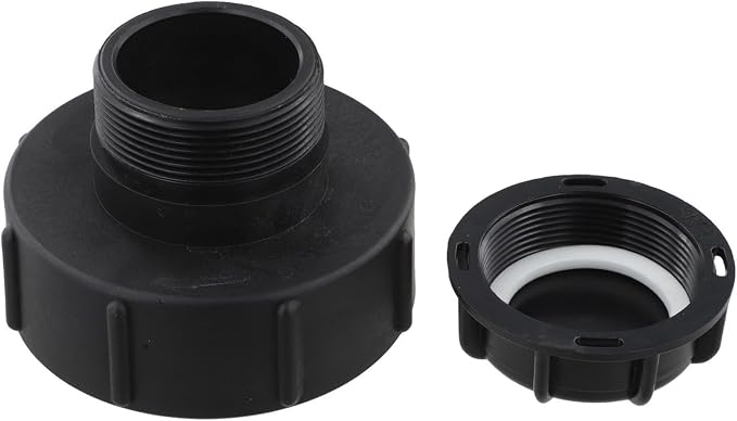 Ibc-tankadapter Mit Schutzkappe, Wasserdichter Anschluss S100 X 8 Auf Gewinde S60 X 6, Kunststoffverschraubung Für Ibc-container Und Regenwasserspeicher, Schwarz (b)