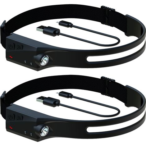 Stilvolle, Wiederaufladbare Led-stirnlampe Mit 230° Hellem Abstrahlwinkel Für Erwachsene, Schwarz