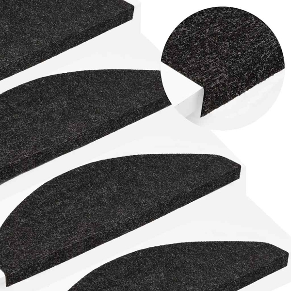 Vidaxl Selbstklebende Treppenstufenmatten, 15er-pack, 56 X 17 X 3 Cm, Schwarz