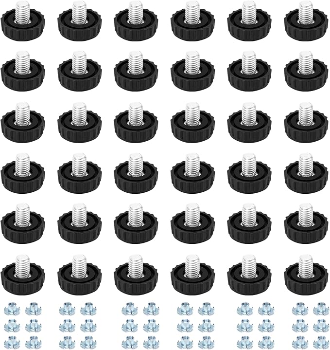 Set Mit 36 Verstellbaren M8-edelstahl-gewinde-nivellierfüßen Für Möbelbeine, Langlebige Schraub-nivellierfüße Für Möbel, Tische, Stühle, Schreibtische (m8 X 20 Mm, Mit T-muttern)