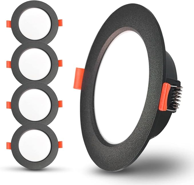 Led-einbaustrahler, Schwarz, 7 W, 600 Lm, 230 V, Warmweiß (3000 K), Schutzart Ip44, 75 Mm Ausschnittdurchmesser, 5er-pack, Geeignet Für Wohnzimmer, Badezimmer, Schlafzimmer Und Küche