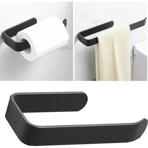 Selbstklebender, Wandmontierter Handtuchhalter, Badezimmeraccessoires, Handtuchhalter Ohne Bohren, Toilettenpapierhalter (schwarz, 1 Stück)