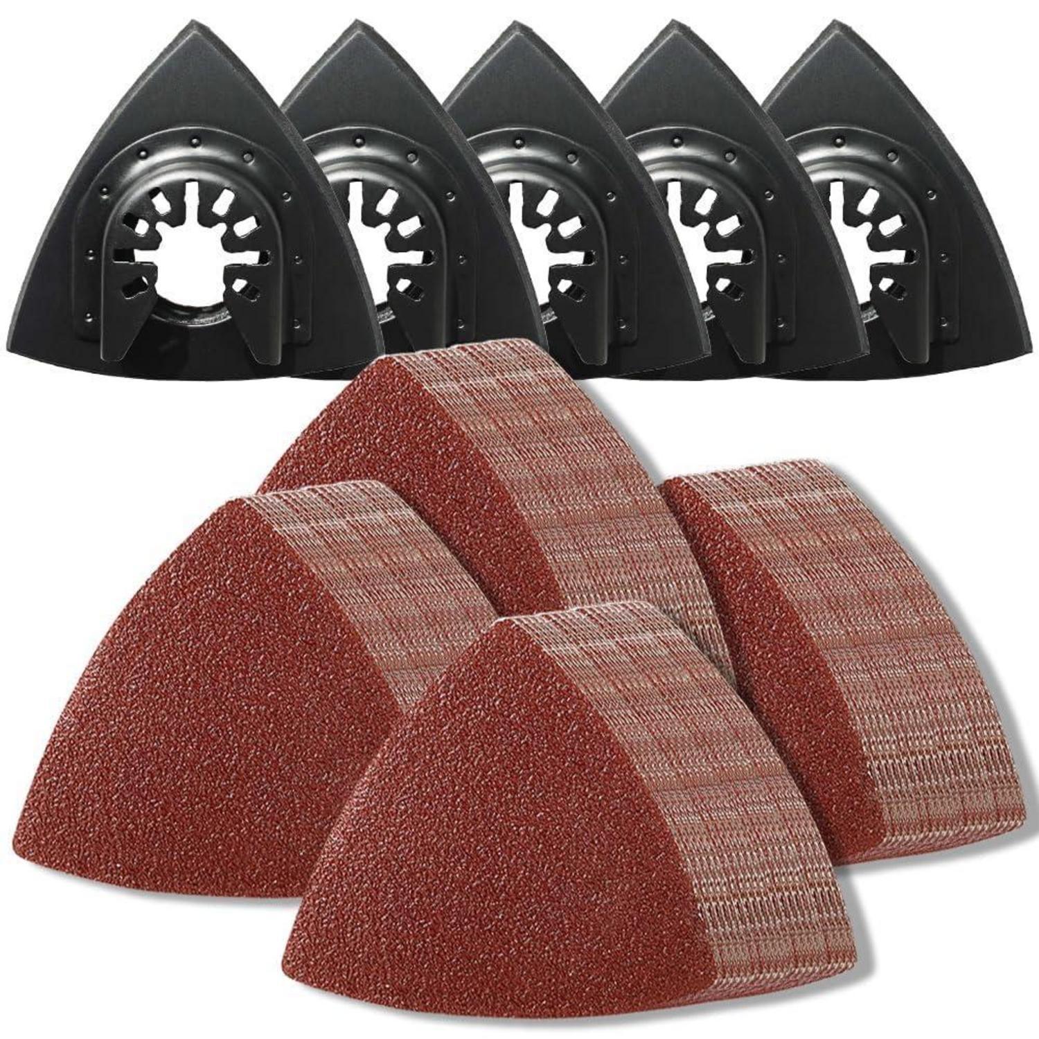 Schleifset Für Multitool: 5 Dreieck-schleifplatten & 125 Schleifpapier 80mm