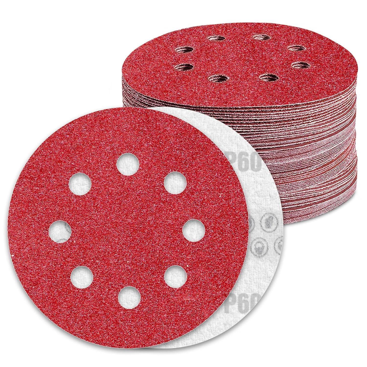 Schleifscheiben 125mm Klett 8 Loch P60 Körnung 80 Stück Für Exzenterschleifer