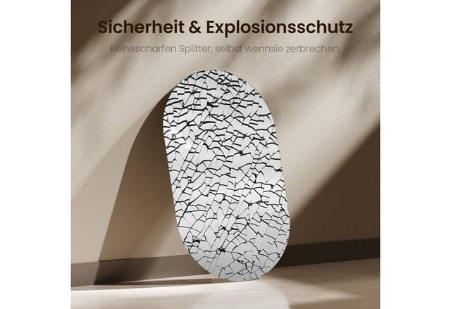 EMKE Spiegel Ovaler Wandspiegel ohne Rahmen Dekospiegel (Vertikal Horizontal möglich), 70X40cm ohne Beleuchtung,Badezimmer Garderobe Flur
