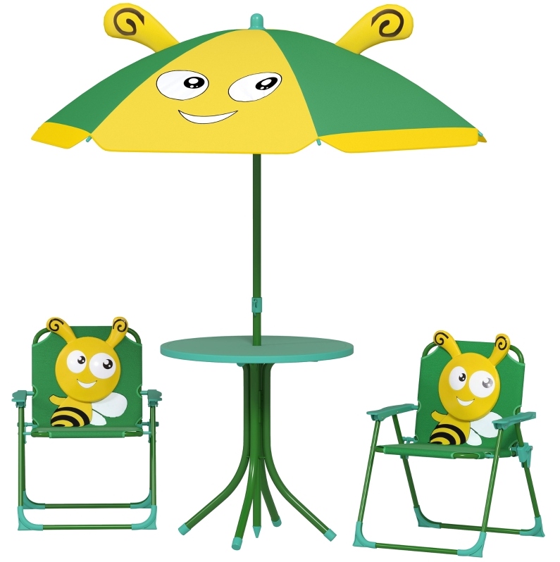 4-teiliges Gartenmöbel-set Für Kinder Mit Tisch, Klappstühlen Und Sonnenschirm