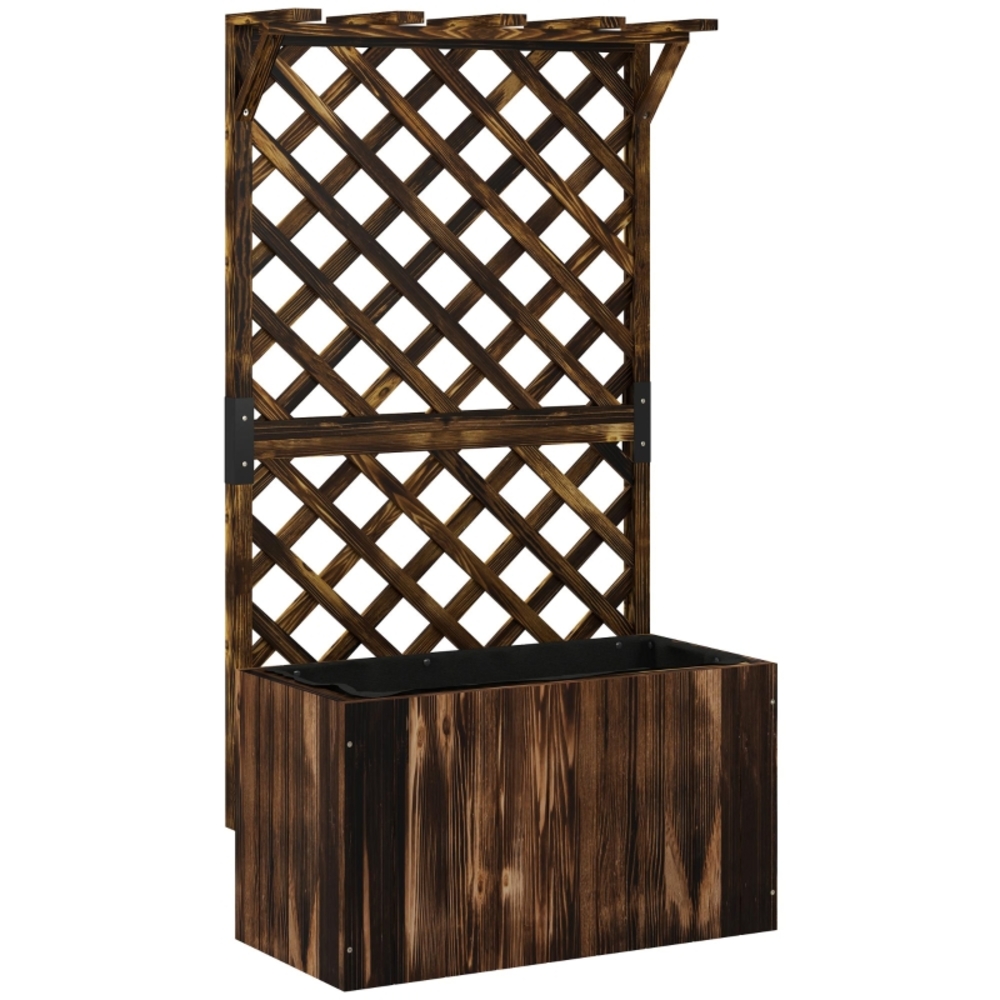 Holz-pflanzkübel Mit Rankgitter 64 X 33 X 122 Cm Anthrazit
