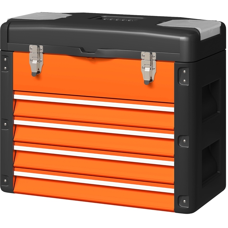 Leerer Werkzeugschrank Aus Stahl Und Kunststoff, 4 Schubladen, 49,7 X 25,3 X 40,7 Cm
