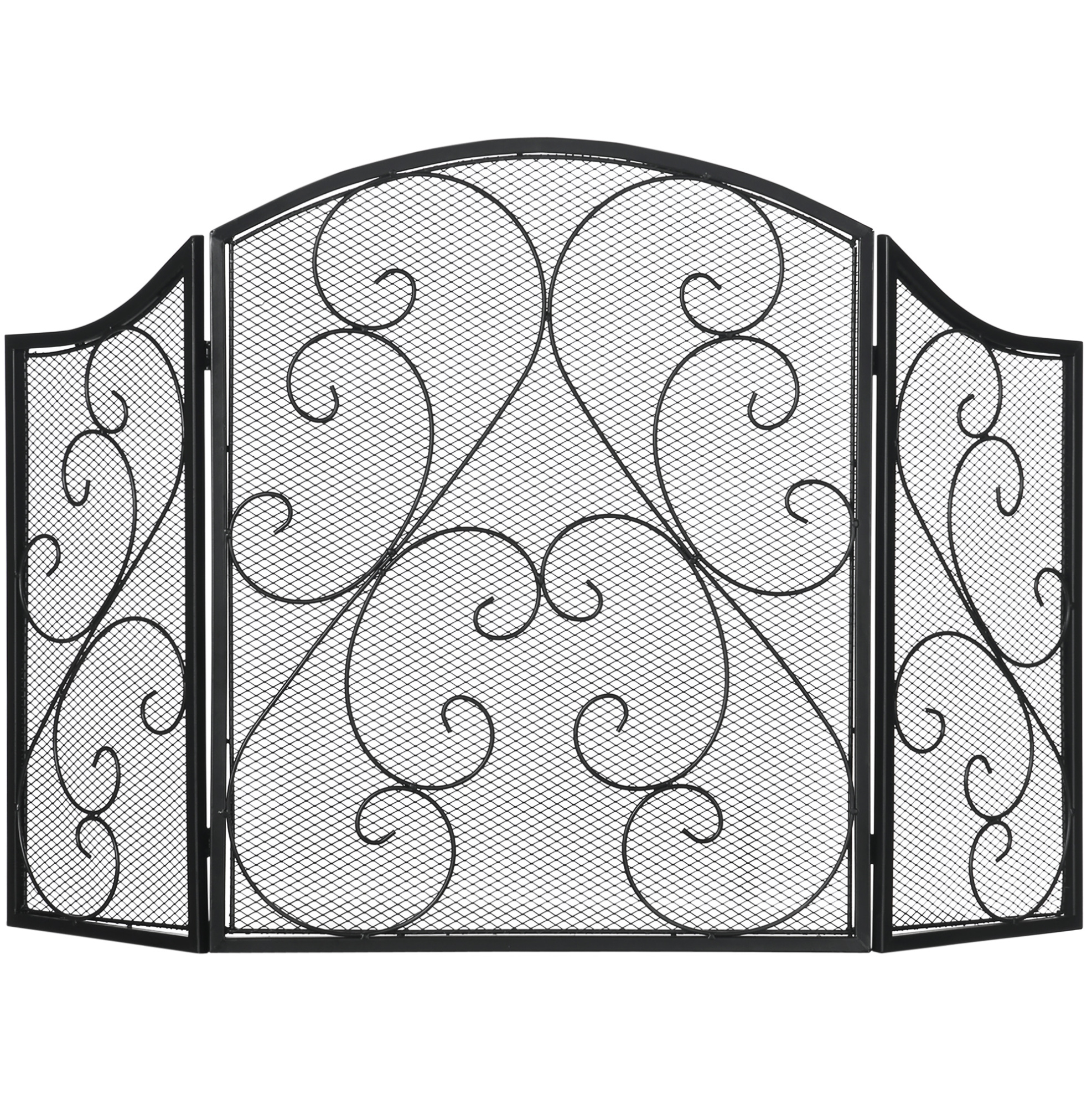 Klappbarer Kamin-funkenschutz Mit 3 Paneelen Aus Schwarzem Metall Im Vintage-stil
