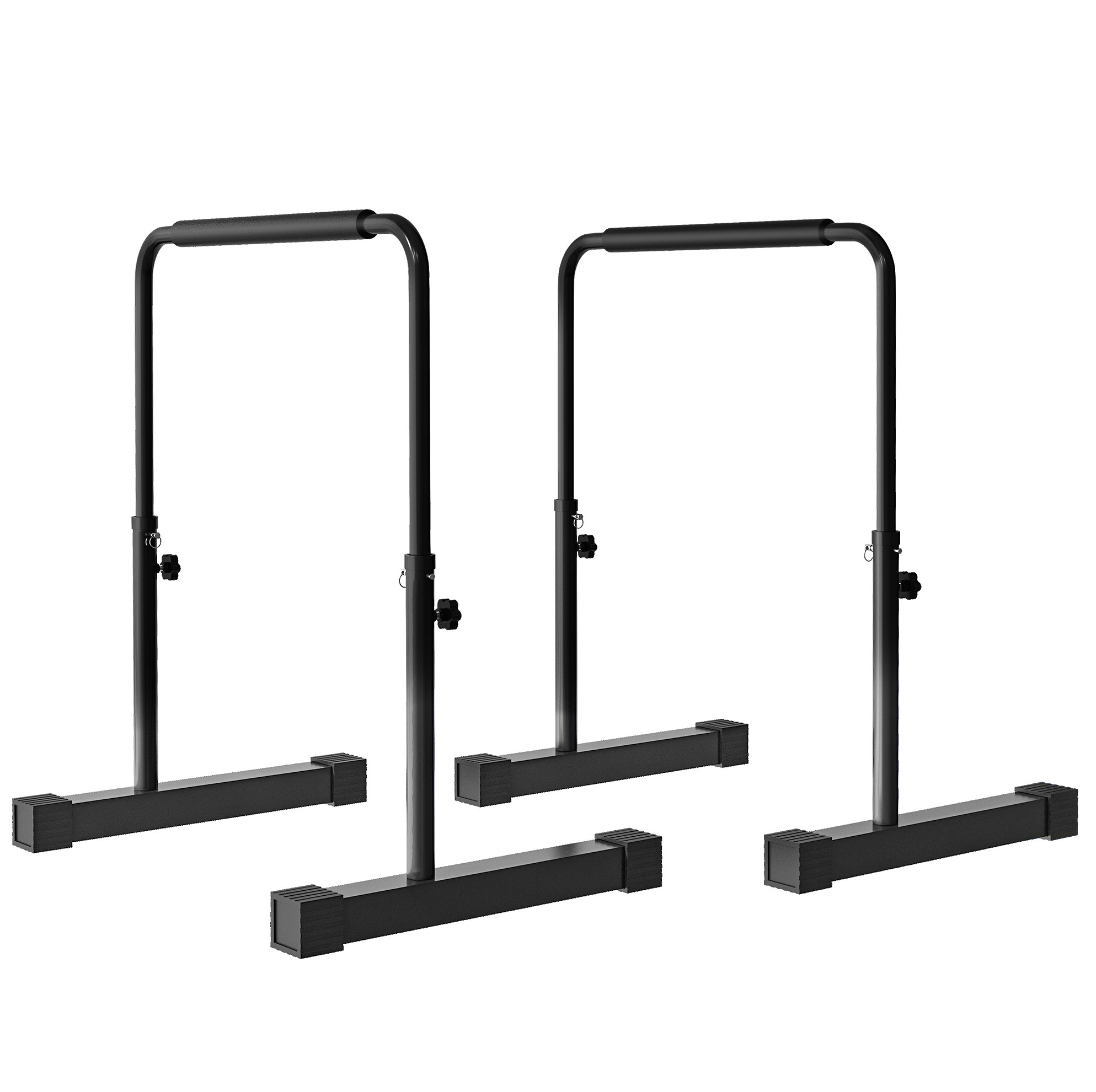 Set Mit 2 Höhenverstellbaren Dip-barren 80-105 Cm Aus Schwarzem Stahl